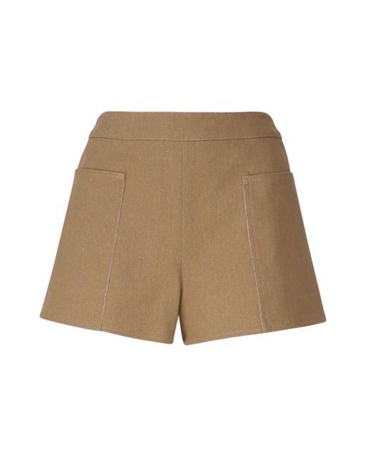 Shorts mini de dril de algodón beige Max Mara de color Natural