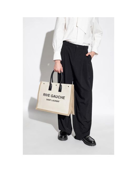 Saint Laurent Tassen ,Katoen 'Rive Gauche' Shopper Tas in het Natural