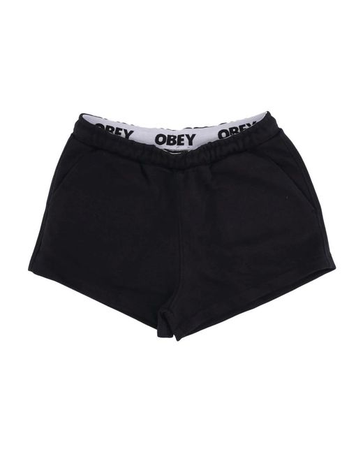 Obey Korte Broeken ,Zwart ,Katoen Lisa Terry Zwarte Shorts in het Black