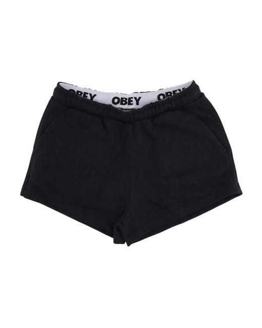 Obey Korte Broeken ,Zwart ,Katoen Lisa Terry Zwarte Shorts in het Black