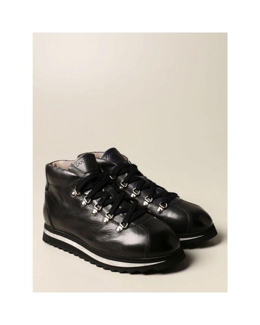 Doucal's Schnürstiefelette Aus Genarbtem Leder in Black für Herren