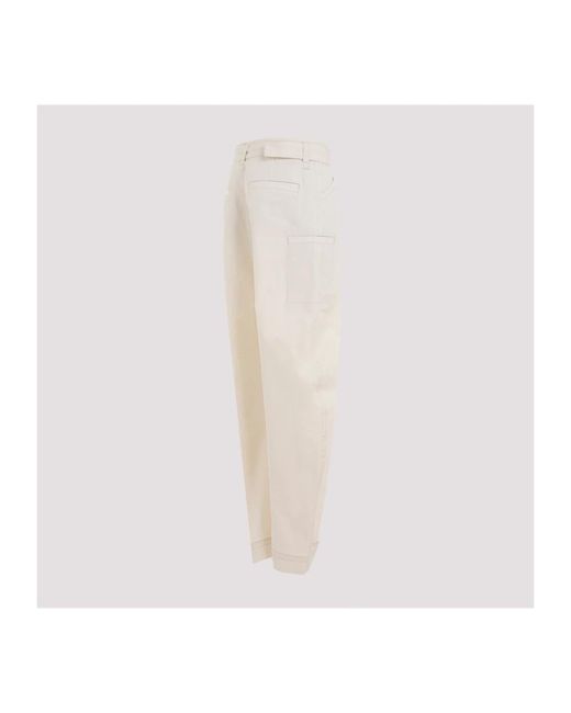Lemaire White Bleached cotton belted pants
