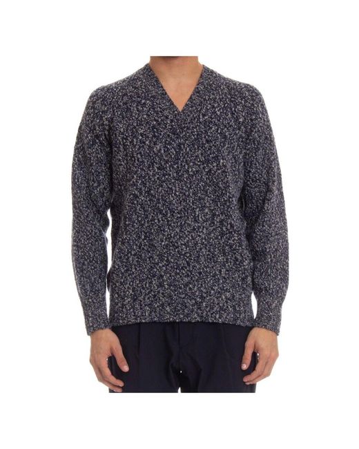 Drumohr Blauer v-ausschnitt wollpullover in Blue für Herren