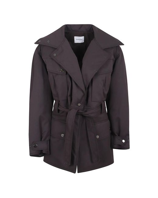ANDAMANE Jassen ,Bruin ,Nylon Militair-Geïnspireerde Xandra-Jas Met Riem in het Black
