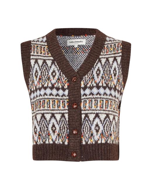 Lolly's Laundry Truien & Vesten ,Veelkleurig ,Polyester Francesca Vest in het Brown