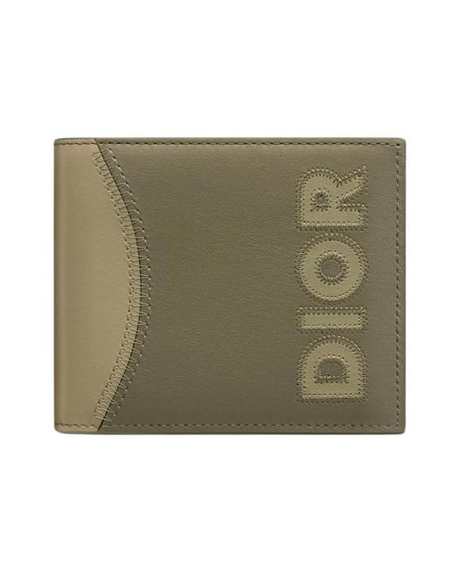 Dior Grünes leder bi-fold portemonnaie mit logo-detail in Green für Herren