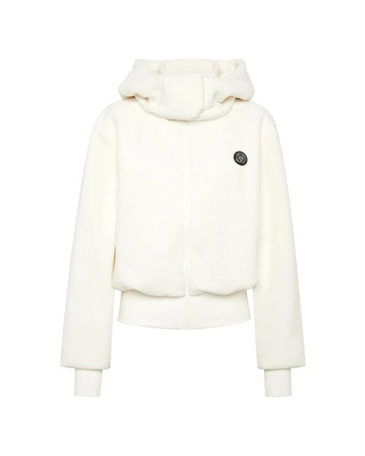 Philipp Plein White Hooded Sweatjacket