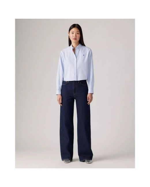 Levi's Jeans ,Blauw ,Katoen Ribcage Wide Leg Jeans in het Blue
