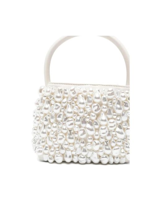 Weiße Handtasche Handtasche Mit Perlengriff Strohtasche Mit