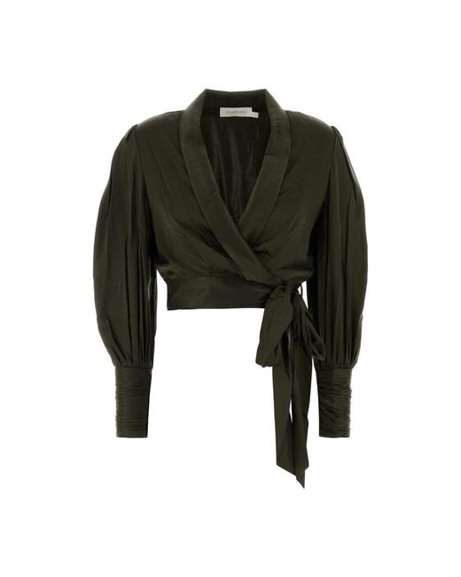 Zimmermann Zijdenwikkelblouse in het Green