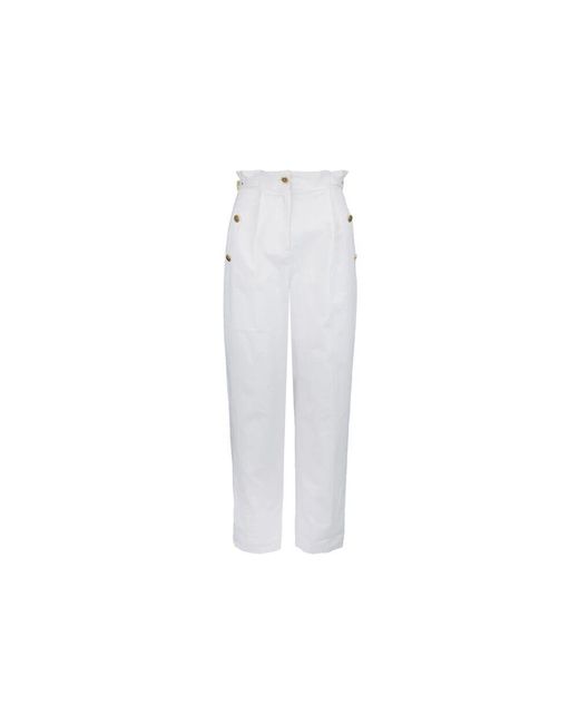 Elisabetta Franchi White Goldene details reißverschluss knopf hose