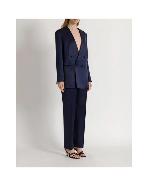 Alberta Ferretti Blue Straight Trousers
