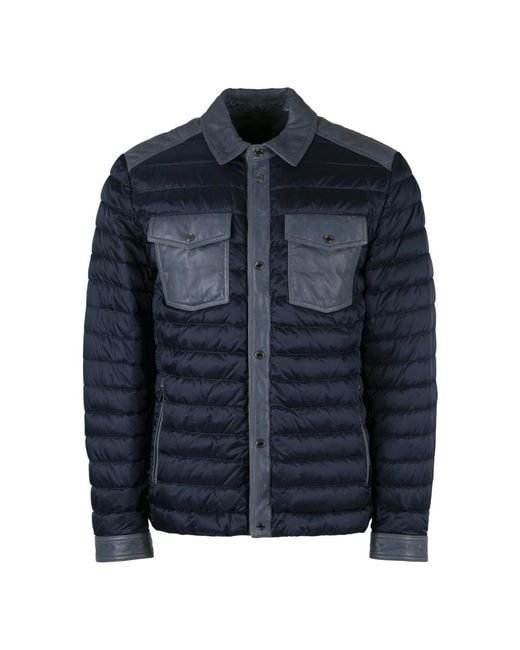 Moorer Kurze Daunenjacke Mit Ledereinsätzen in Blue für Herren