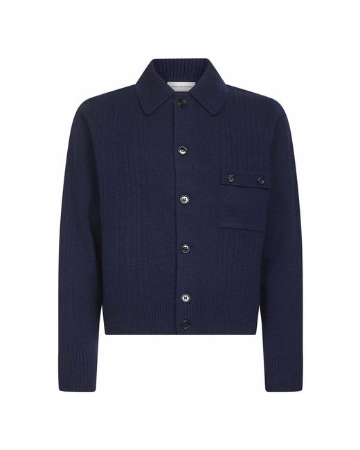 Dries Van Noten Blauwe Wollen Trui Met Knoopsluiting in het Blue voor heren
