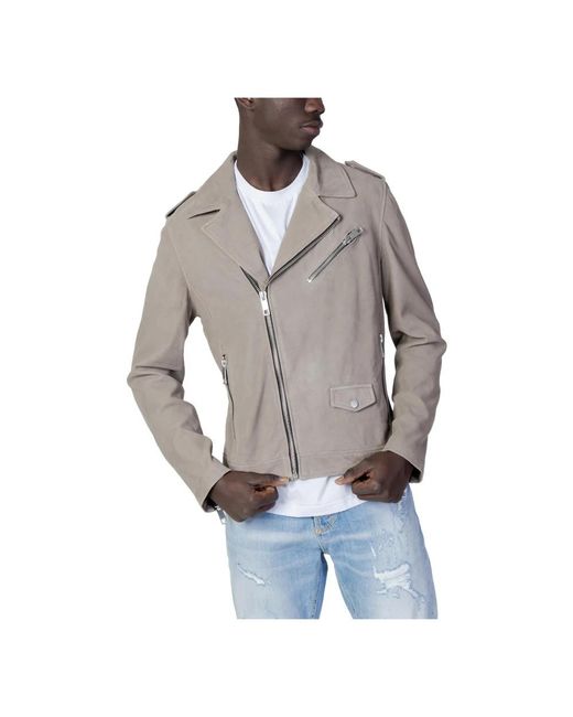 Antony Morato Gray Leather Jackets for men