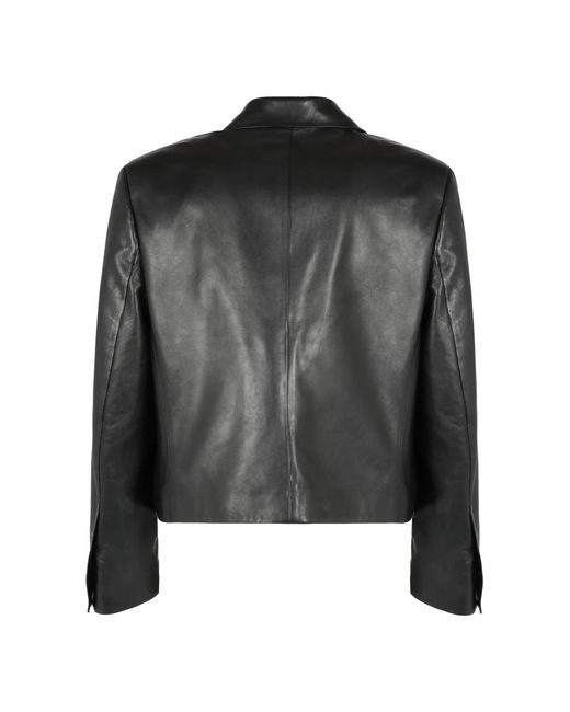 Ferragamo Black Leather Jackets for men