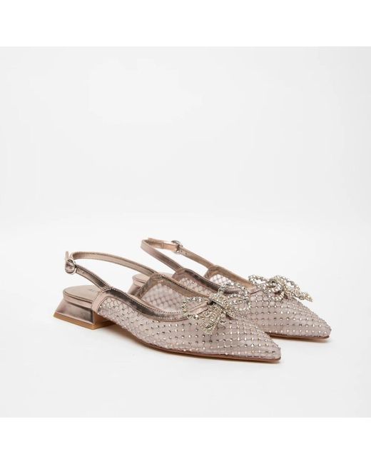 Alma En Pena. Brown Bronze bow sandalen mit strass