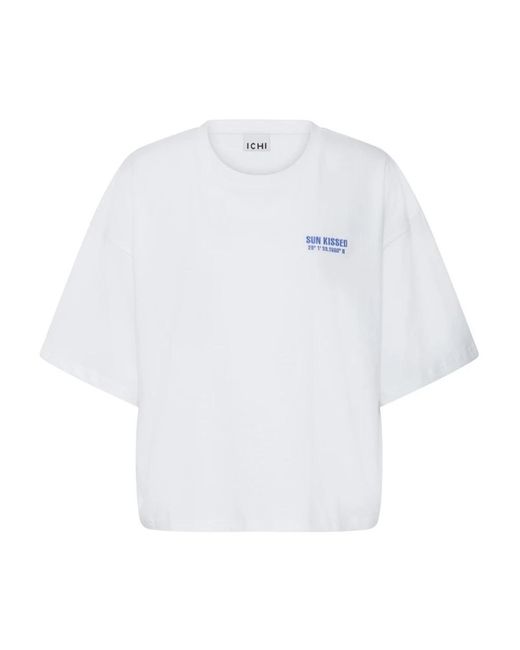 Ichi Tops ,Wit ,Polyester T-Shirts in het White