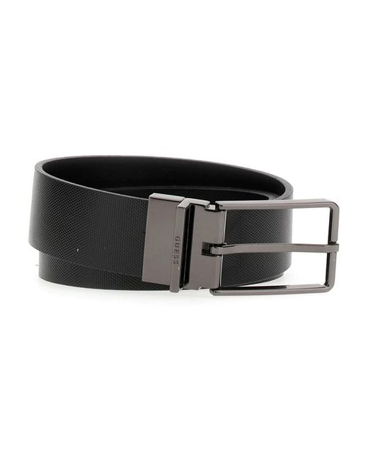 Guess Accessoires ,Zwart ,Zwarte Leren Riem Met Klassieke Gesp in het Black voor heren