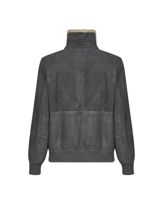 Brunello Cucinelli Gray Leather Jackets for men