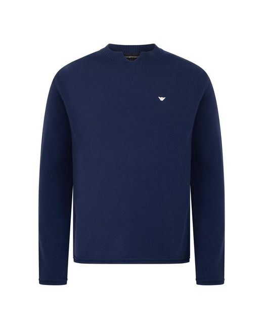 Emporio Armani Blue Round-Neck Knitwear for men