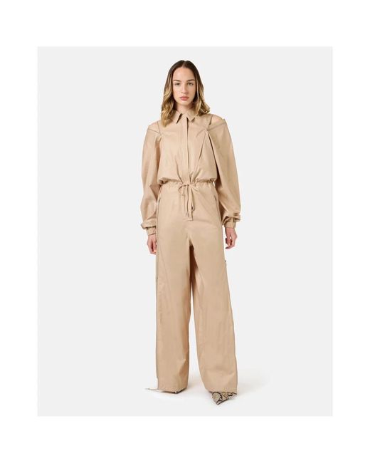 Iceberg Natural Chinched cotton poplin zipped jumpsuit