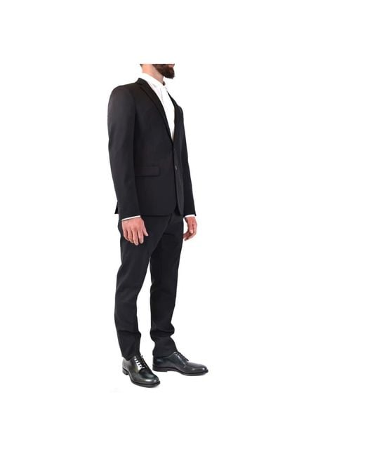 DSquared² Kostuums ,Zwart ,Wol Stijlvolle Zwarte Wollen Jas in het Black voor heren