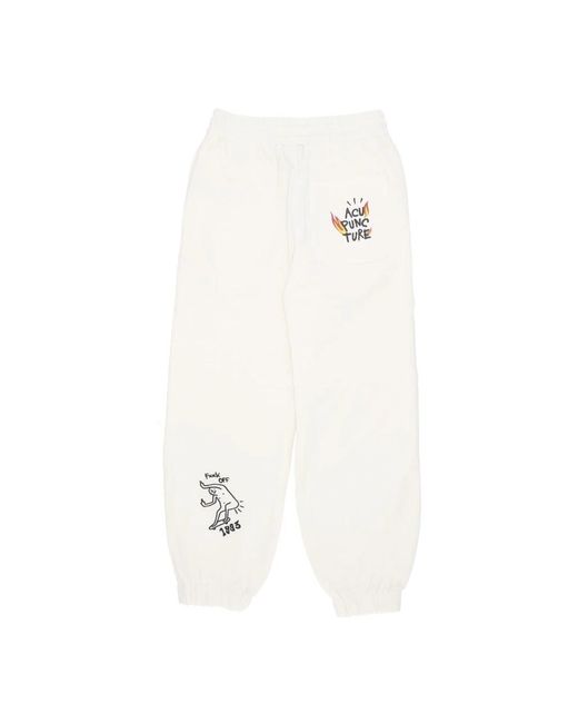 Acupuncture Broeken ,Wit ,Katoen Flamed Logo Lichtgewicht Trainingsbroek in het White voor heren