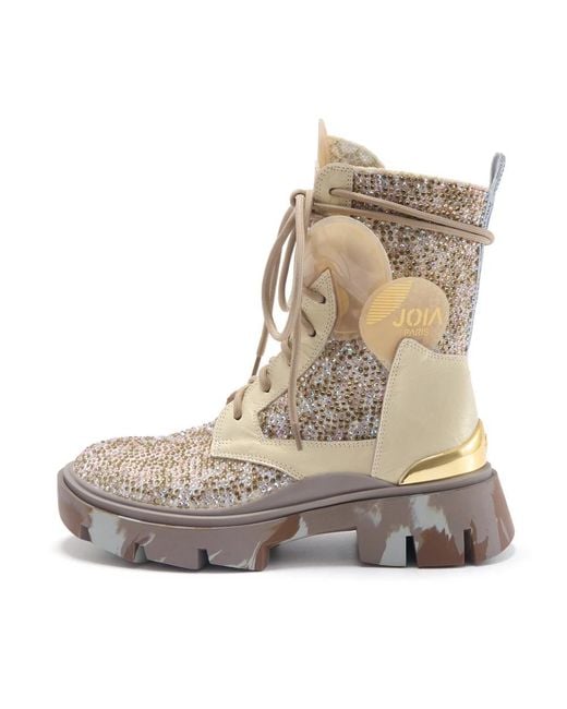 JOIA PARIS Natural Lace-Up Boots
