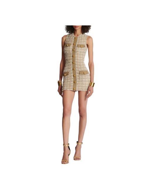 Balmain Natural Short Dresses