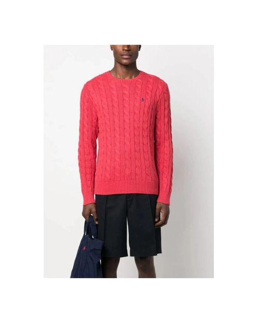 Ralph Lauren Cable-knit crewneck sweater in Red für Herren