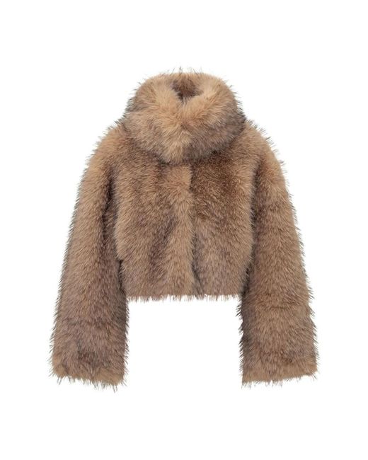 ROTATE BIRGER CHRISTENSEN Brown Faux Fur & Shearling Jackets