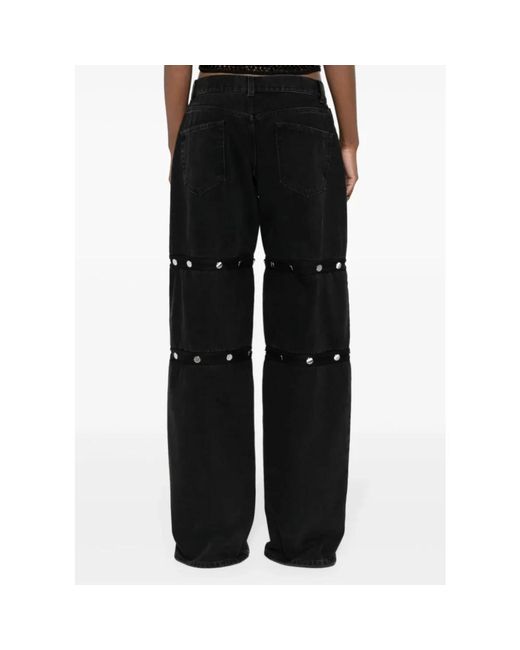 The Attico Black Schwarze jeans mit niedriger taille und metallischen details