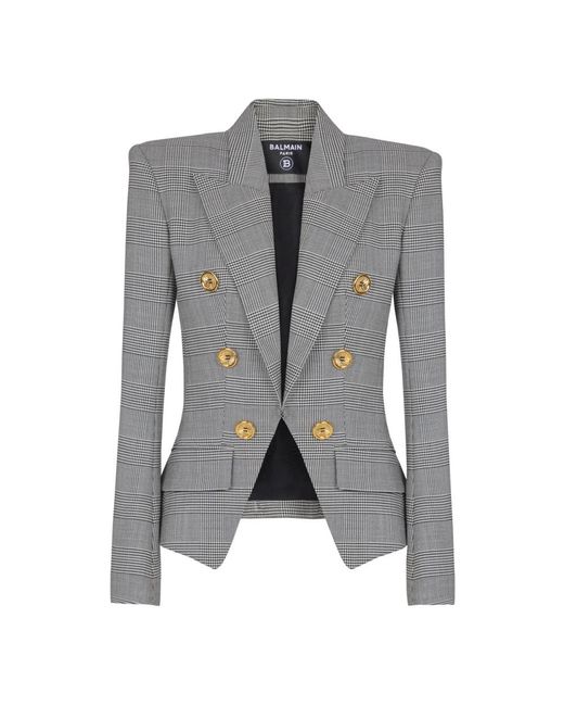 Balmain Jassen ,Zwart ,Wol 6-Button Jasje in het Gray