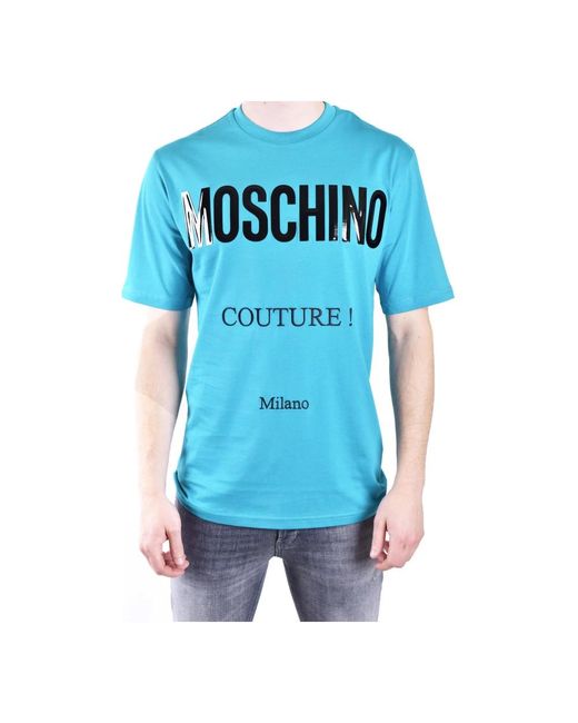 Moschino Tops ,Blauw ,Upgrade Je Casual Garderobe Met Stijlvolle T-Shirts in het Blue voor heren