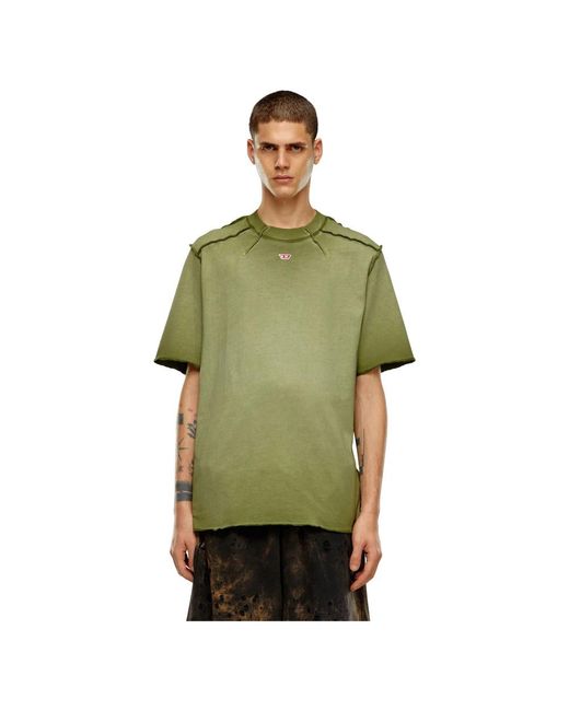DIESEL T-shirt mit schultern mit mikro-waffel-muster in Green für Herren