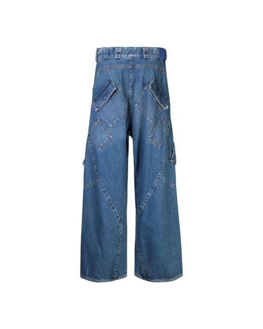 Marcelo Burlon Blue Wide Jeans for men