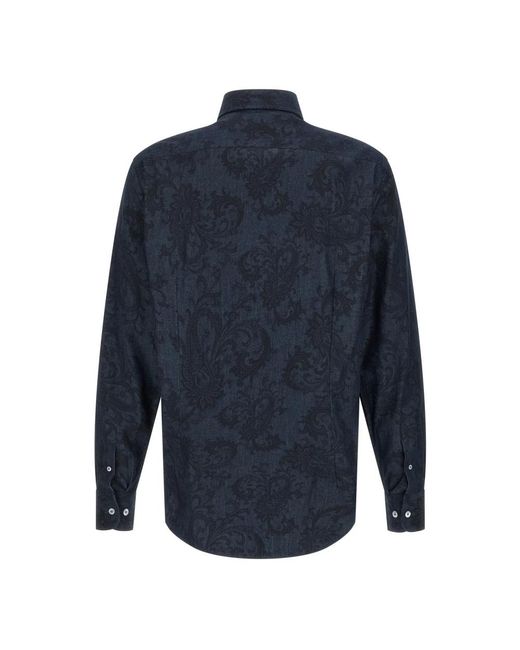 Etro Overhemden ,Blauw ,Katoen Paisley Print Shirt in het Blue voor heren
