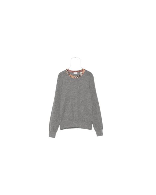 Burberry Gray Grauer Strickpullover Check Stil