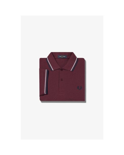 Fred Perry Slim fit twin tipped polo in glacier carbon blue f perry in Purple für Herren