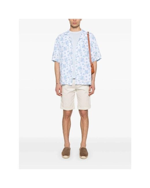 Short Sleeve Shirts di 120% Lino in Blue da Uomo