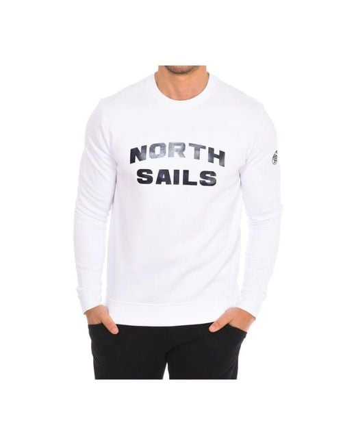 North Sails Gerippter Rundhalsausschnitt Pullover in White für Herren