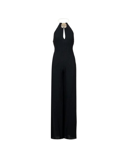SIMONA CORSELLINI Jumpsuits & Playsuits ,Zwart ,Elegante Zwarte Jumpsuit Met Gouden Detail in het Black