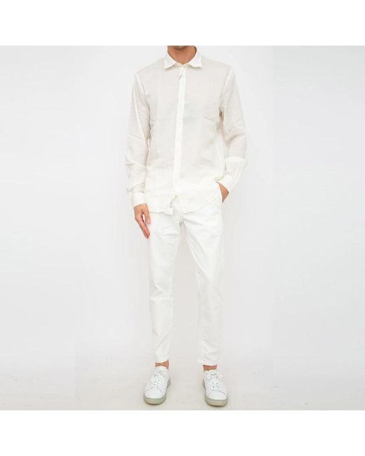 Jeckerson White Slim-Fit Trousers for men