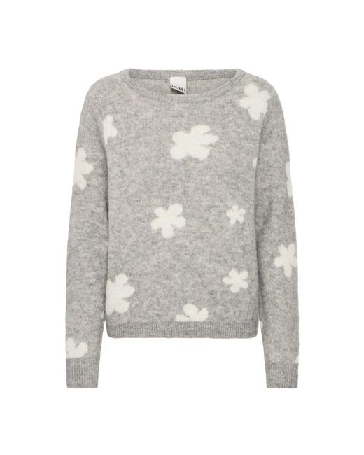 Ichi Gray Round-Neck Knitwear