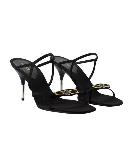 Versace Black Heeled Mules