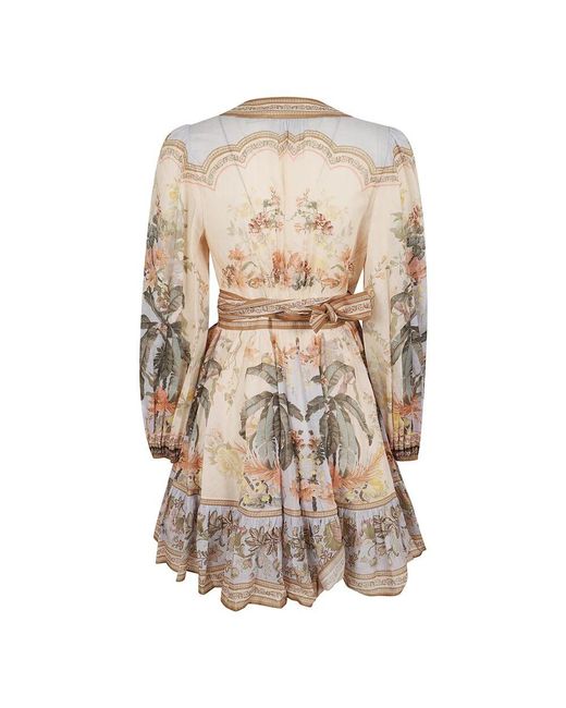 Azzurro floreale mini wrap abito a balze di Zimmermann in Brown