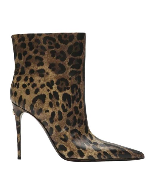 Stivaletti con stampa leopardata di Dolce & Gabbana in Brown