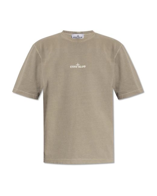 Stone Island T-shirt mit logo in Gray für Herren