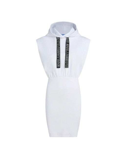 Karl Lagerfeld White Kleid Frau Klj Sless Hoodie Dress